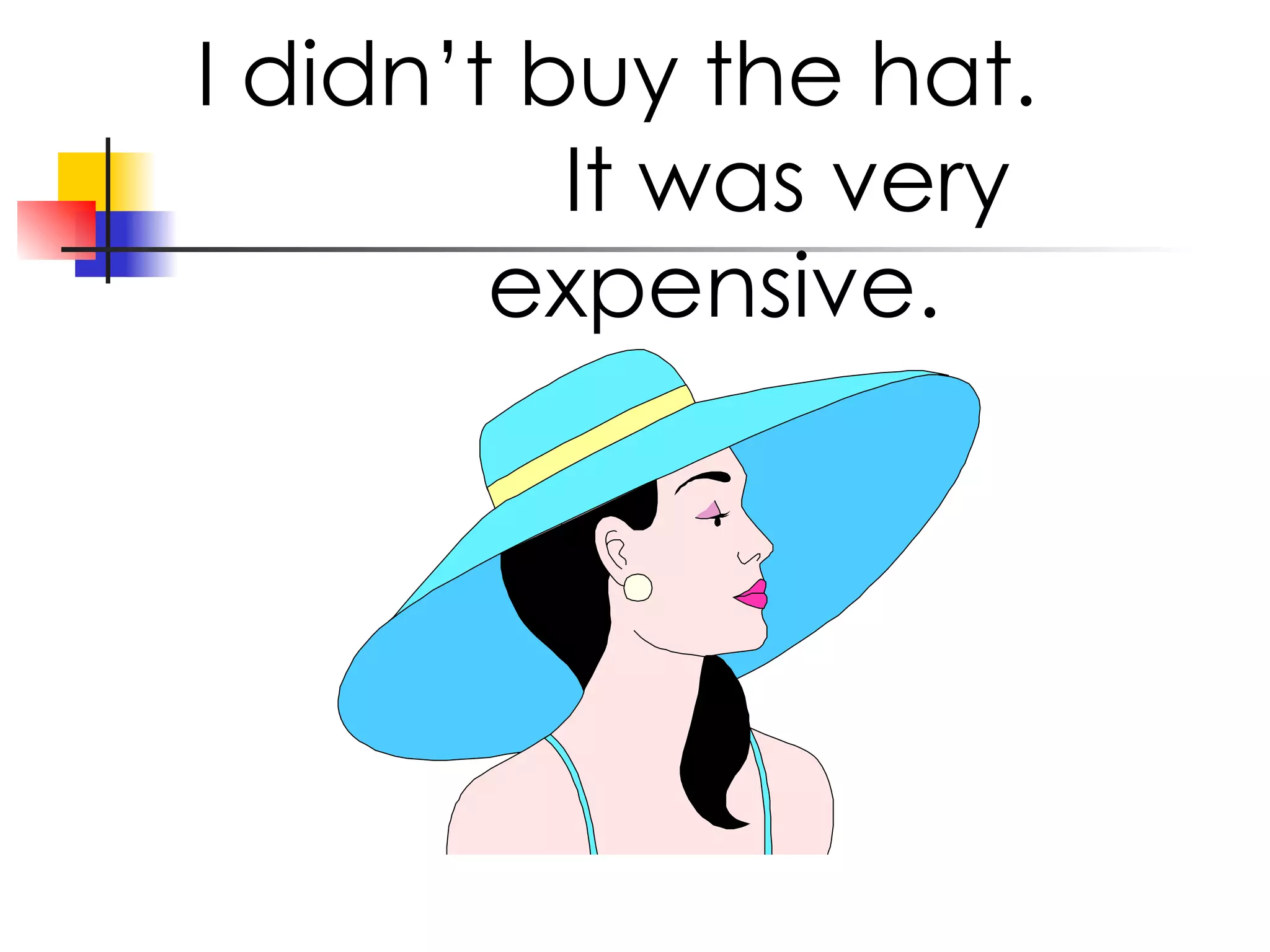 I didn’t buy the hat. It was very expensive.