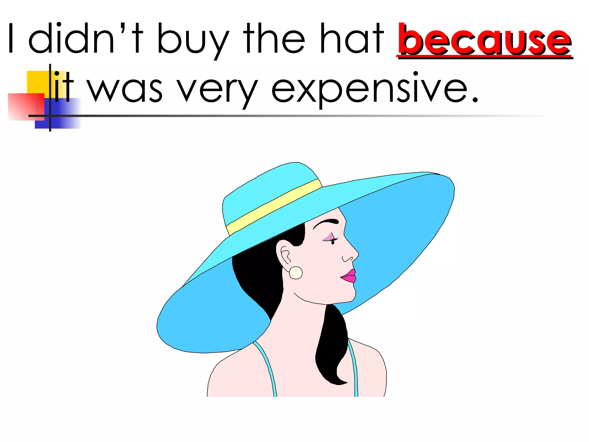 I didn’t buy the hat because it was very expensive.