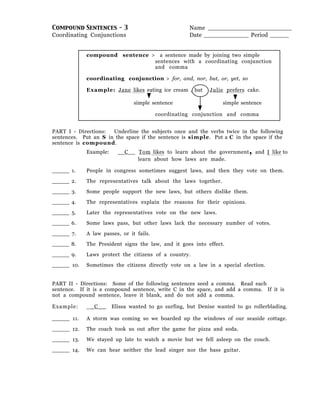 Coordinating Conjunctions/FANBOYS/Conjunctions Made Easy/Basic