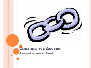 CONJUNCTIVE ADVERB
Presented by : Ayesha , Zainab
 