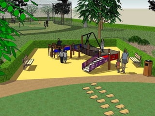   Postes de sustentação em ferro metalizado, espaçados entre si, cerca de 3,00m e com uma altura uniforme de 3,00m em toda a periferia.