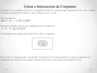 Union e Interseccion de Conjuntos
 
