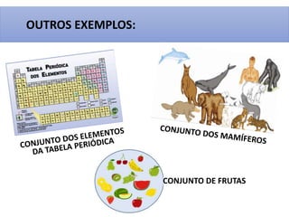 OUTROS EXEMPLOS:
CONJUNTO DE FRUTAS
 