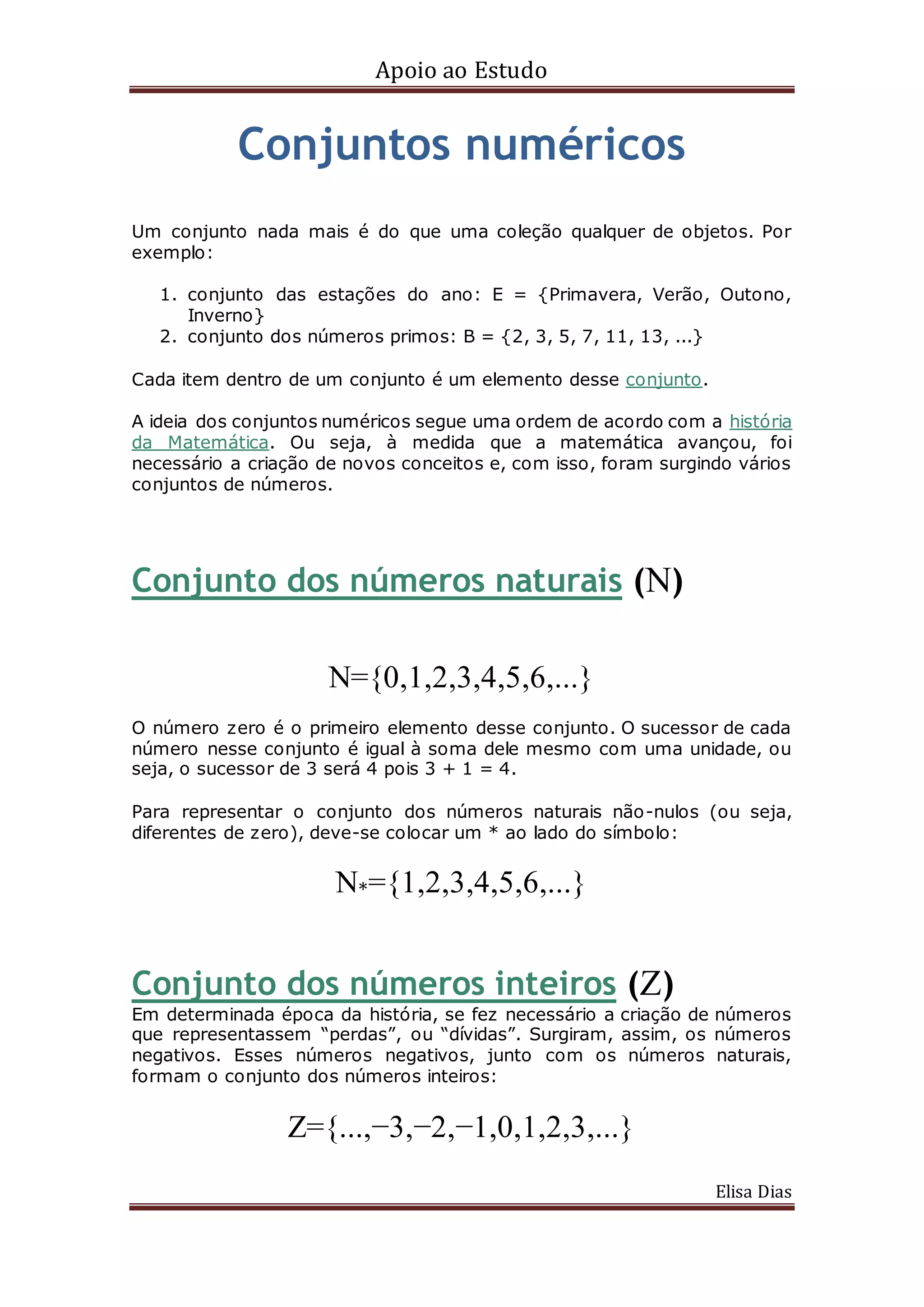 Conjuntos de numeros | DOCX