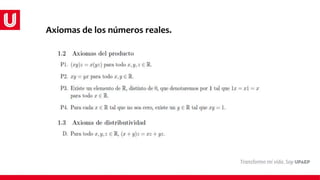 Axiomas de los números reales.
 