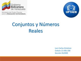 Conjuntos y Números
Reales
Luis Carlos Giménez
Cedula 13.436.100
Sección DL0300
 