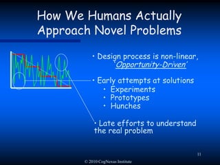 © 2010 CogNexus Institute11 Late efforts to understand the real problem