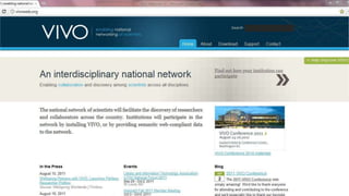 VIVO: Data, Tools and Community