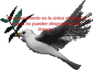 “El conocimiento es la única riqueza de
la que no pueden despojarnos los
tiranos”.
 