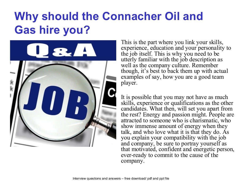 Connacher oil and gas interview questions and answers