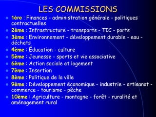 COMPÉTENCES OBLIGATOIRES( imposées par la loi)1)  Solidarité et Santé : handicapés, personnes âgées, enfants et famille, aide médicale.2)  Infrastructures routières et transports3)  Éducation : construction, agrandissement, entretien, réparations des collèges, à l’exception des dépenses de personnel. Il a la charge complète de l’organisation des transports scolaires. Il organise des activités éducatives. 4)  Patrimoine et Culture : Bibliothèque Centrale de Prêt, Archives Départementales…5) Sécurité : S.D.I.S. ( Service Départemental d’Incendie et de Secours)