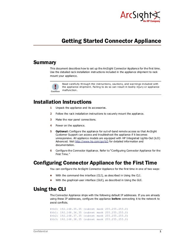 Getting Started with ArcSight Connector Appliance