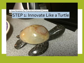 2	Step	Strategy	for	Transformational	Change
STEP	1:	Innovate	Like	a	Turtle
 