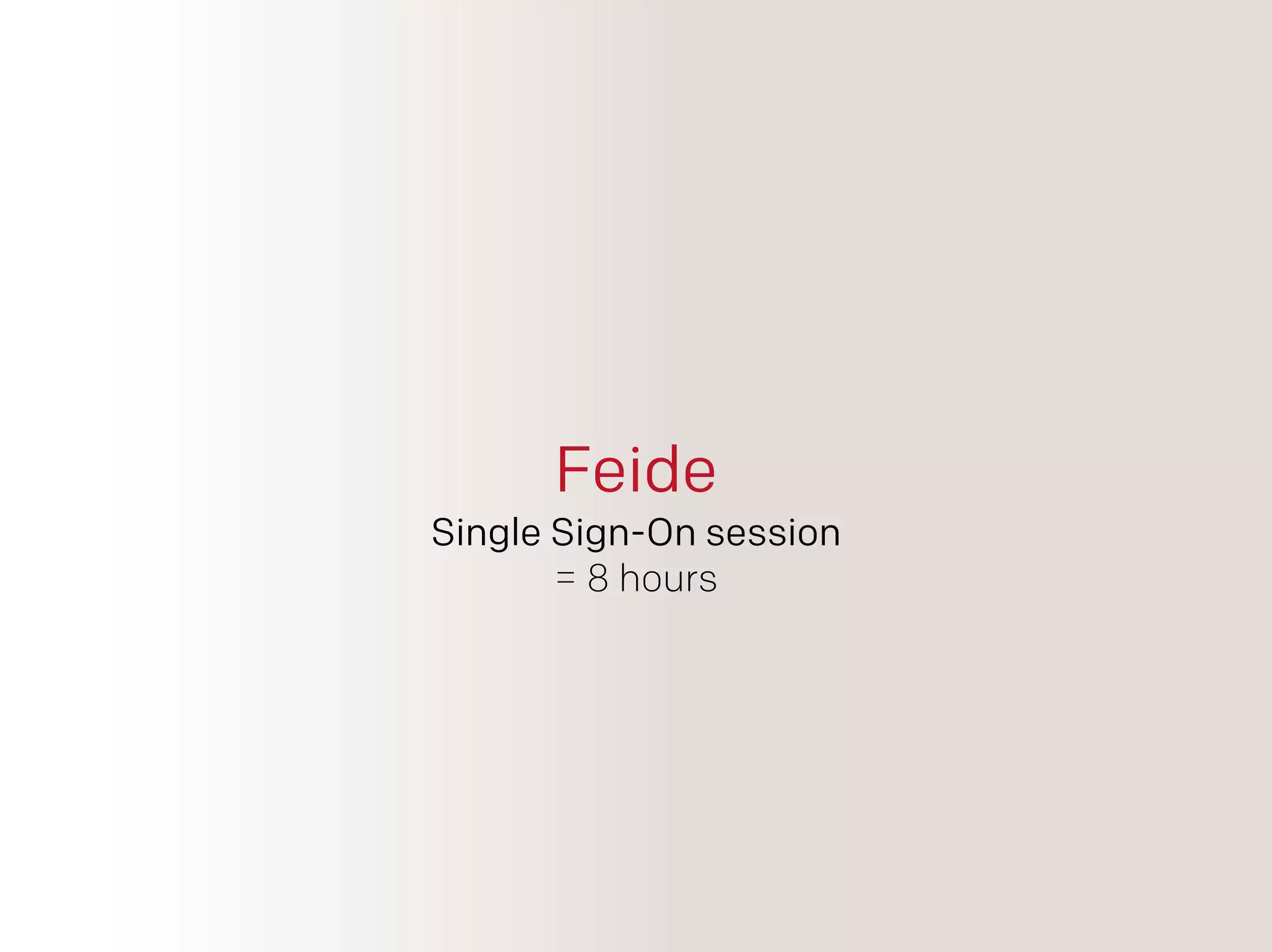 Feide 
Single Sign-On session
= 8 hours
 