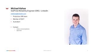 ©2016 Couchbase Inc. 4
Michael Kehoe
Staff Site Reliability Engineer (SRE) - LinkedIn
mkehoe@linkedin.com
• Production-SRE...