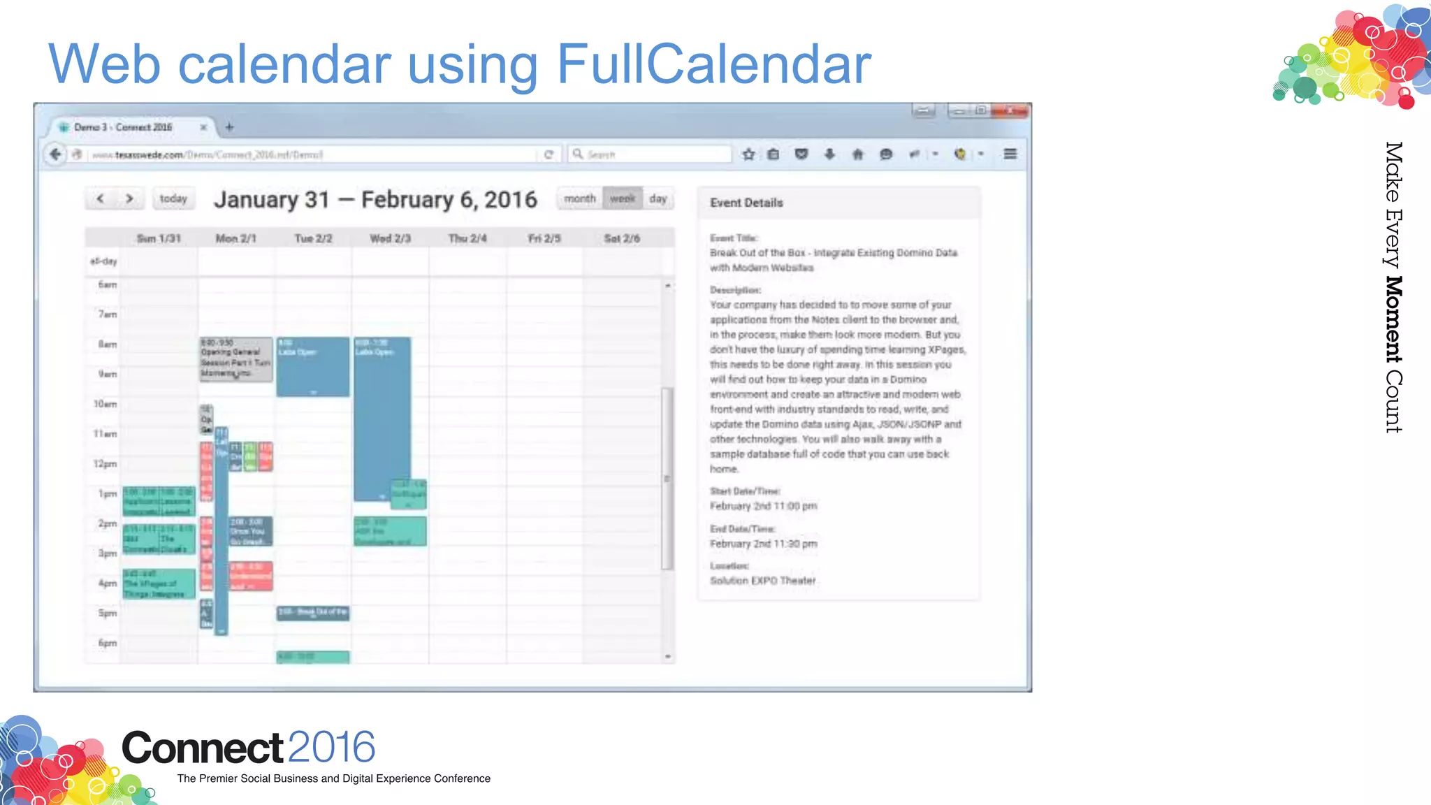 Web calendar using FullCalendar
 