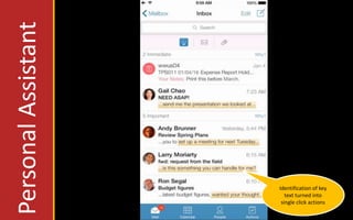 PersonalAssistant
Identification of key
text turned into
single click actions
 