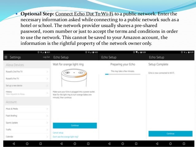 connecting echo dot to public wifi