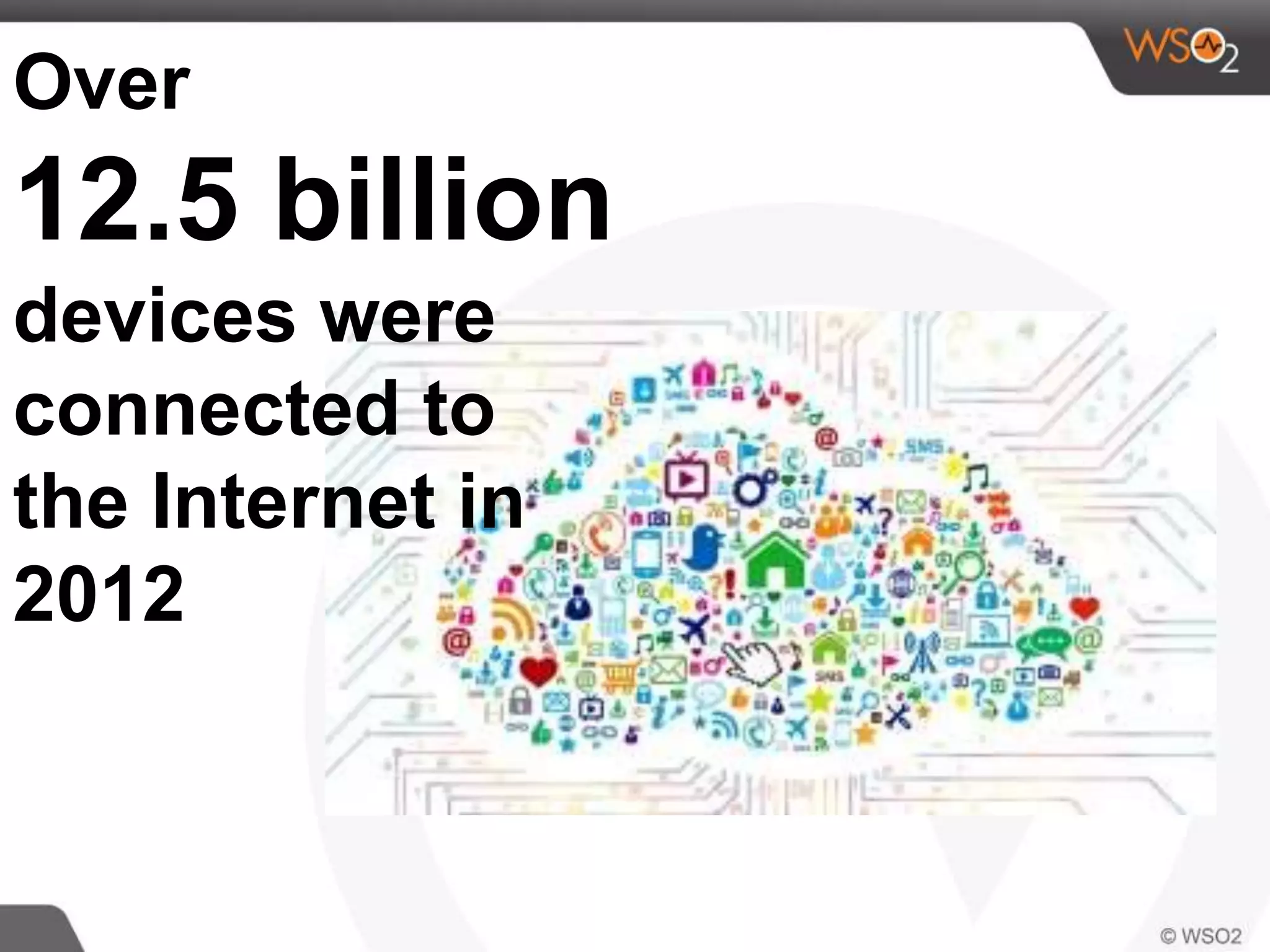 Over
12.5 billion
devices were
connected to
the Internet in
2012