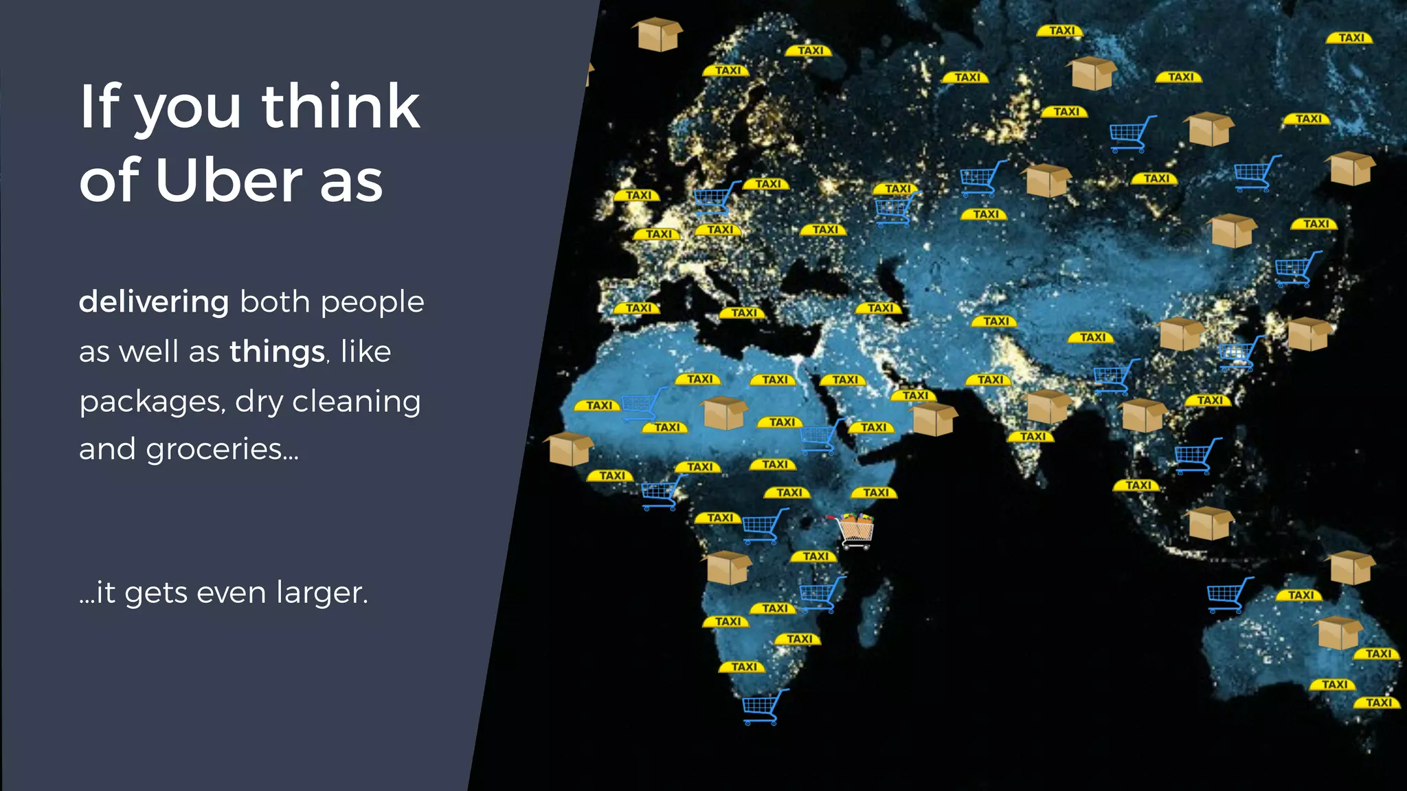 …it gets even larger.
delivering both people
as well as things, like
packages, dry cleaning
and groceries…
If you think
of Uber as
 