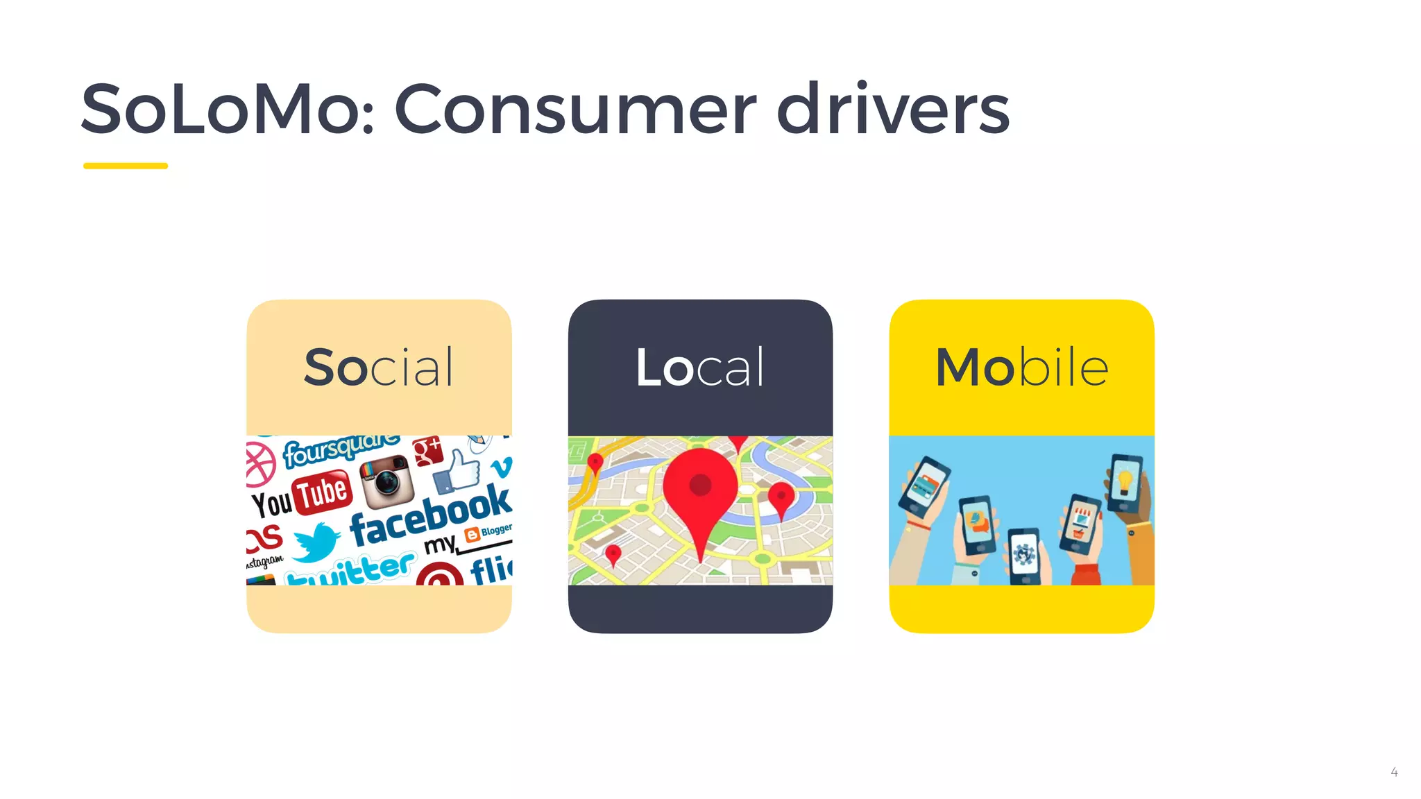 SoLoMo: Consumer drivers
4
Social Local Mobile
 