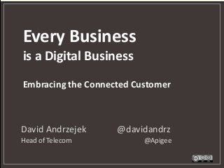 Every Business
is a Digital Business
David Andrzejek @davidandrz
Head of Telecom @Apigee
Embracing the Connected Customer
 