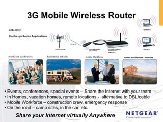 3G Mobile Wireless Router



                                                           Homes and Remote Locations




• E...