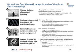 We address four thematic areas in each of the three
plenary meetings
13
The new challenge
of connected
insurance
The impac...