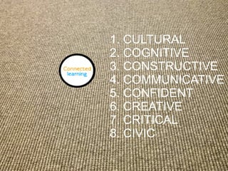 1. CULTURAL
2. COGNITIVE
3. CONSTRUCTIVE
4. COMMUNICATIVE
5. CONFIDENT
6. CREATIVE
7. CRITICAL
8. CIVIC
 