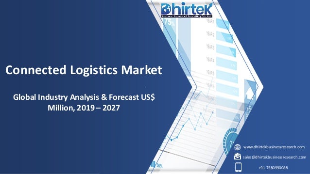 www.dhirtekbusinessresearch.com
sales@dhirtekbusinessresearch.com
+91 7580990088
Connected Logistics Market
Global Industry Analysis & Forecast US$
Million, 2019 – 2027
 