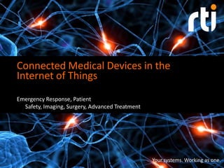 Connected Medical Devices in the
Internet of Things
Emergency Response, Patient
Safety, Imaging, Surgery, Advanced Treatment

Your systems. Working as one.

 