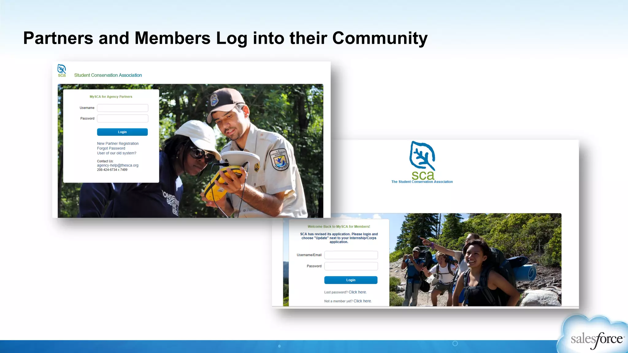Partners and Members Log into their Community
 