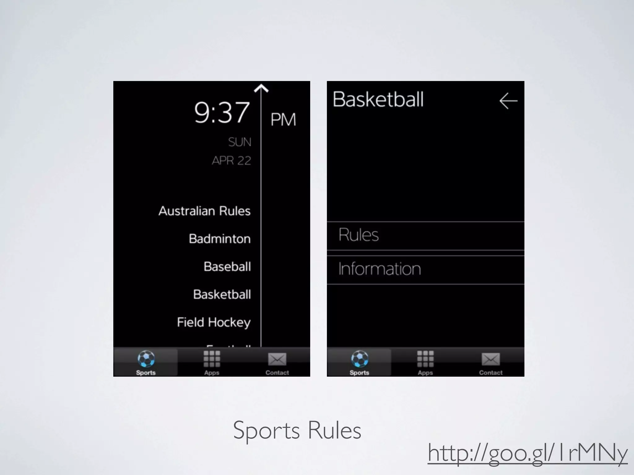 Sports Rules
               http://goo.gl/1rMNy
 