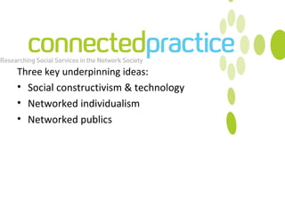 Three key underpinning ideas: Social constructivism & technology Networked individualism Networked publics 