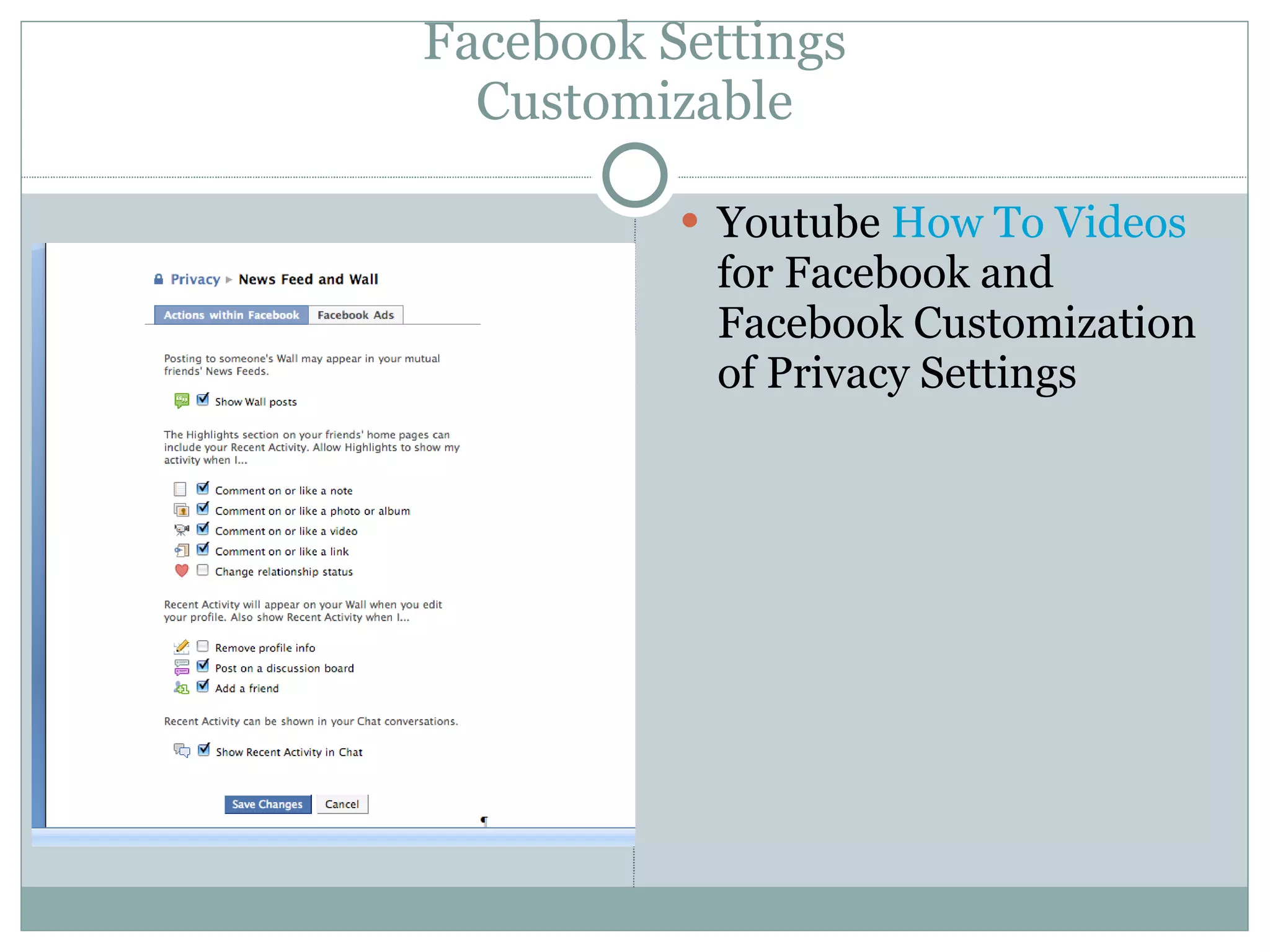 Facebook Settings Customizable Youtube  How To Videos  for Facebook and Facebook Customization of Privacy Settings 