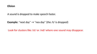 phonetics and phonology CONNECTED SPEECH FEATURES | PPTX
