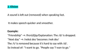 phonetics and phonology CONNECTED SPEECH FEATURES | PPTX