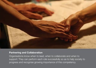 117
Partnering and Collaboration
Organisations know when to lead, when to collaborate and when to
support: They can perfor...