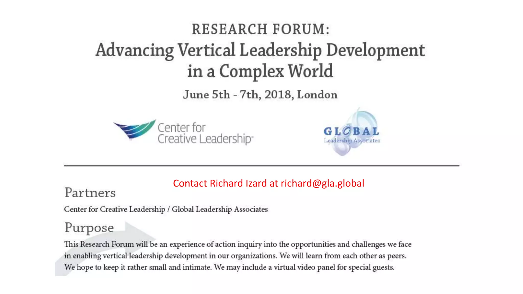 Contact Richard Izard at richard@gla.global
 