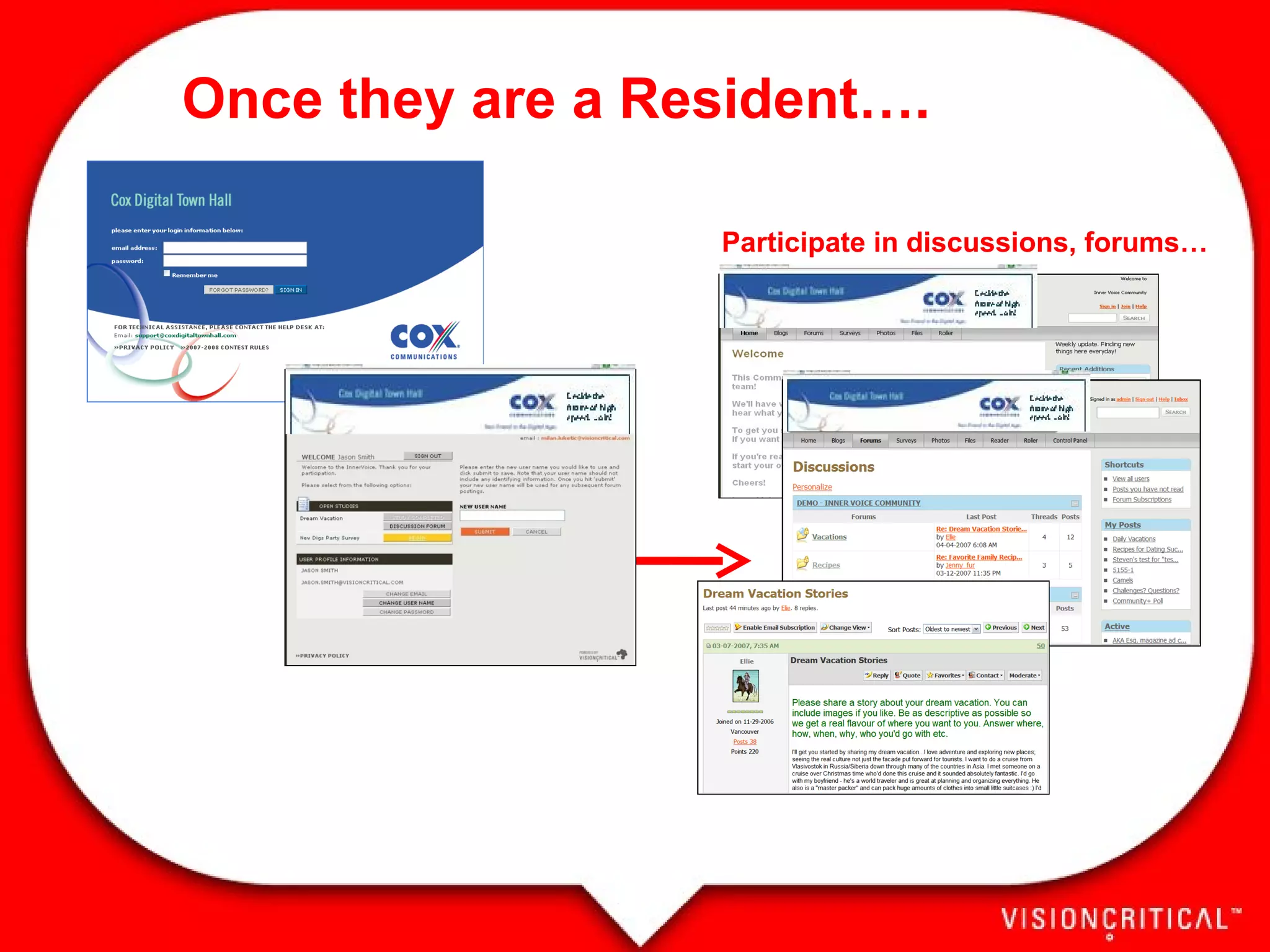 Participate in discussions, forums… Once they are a Resident…. 