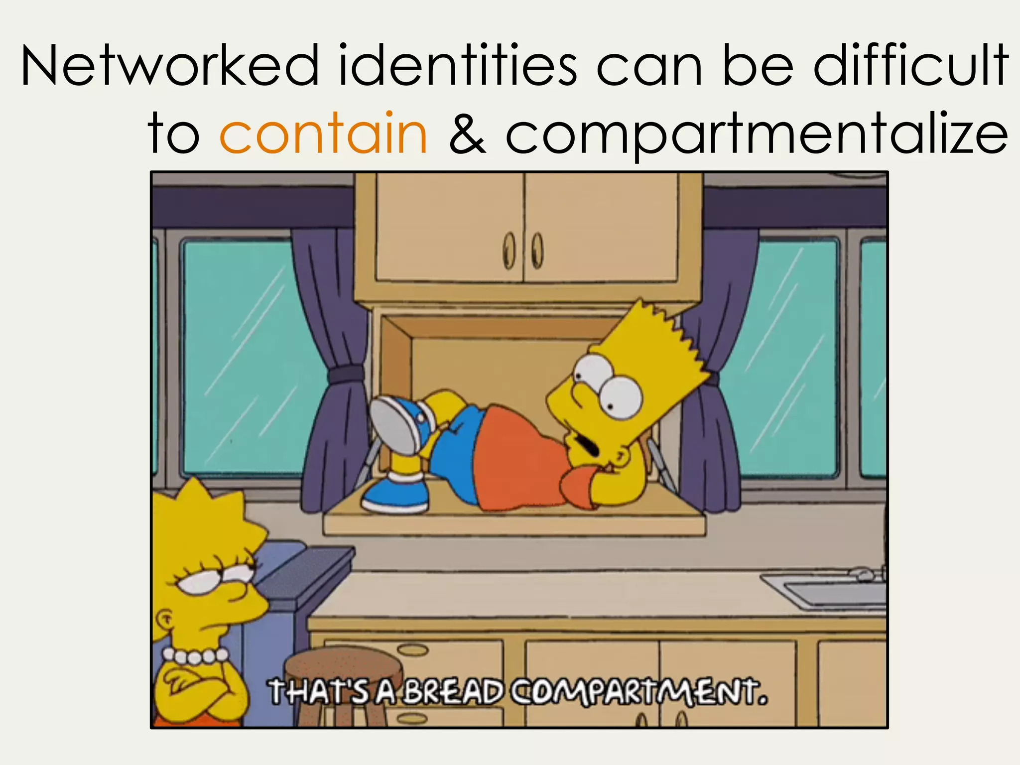 Networked identities can be difficult
to contain & compartmentalize
 
