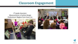 Nepris, Inc.
5th grade classroom-
Measurements in Fashion Design
Professional: Meghan from Fossil, Inc.
Classroom Engagement
 