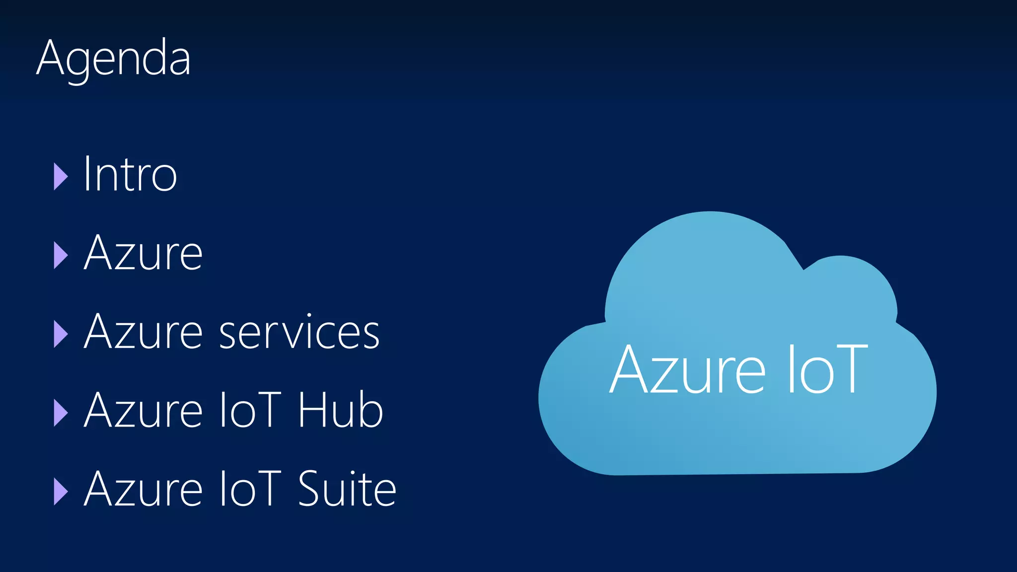 Agenda
Intro
Azure
Azure services
Azure IoT Hub
Azure IoT Suite
Azure IoT
 