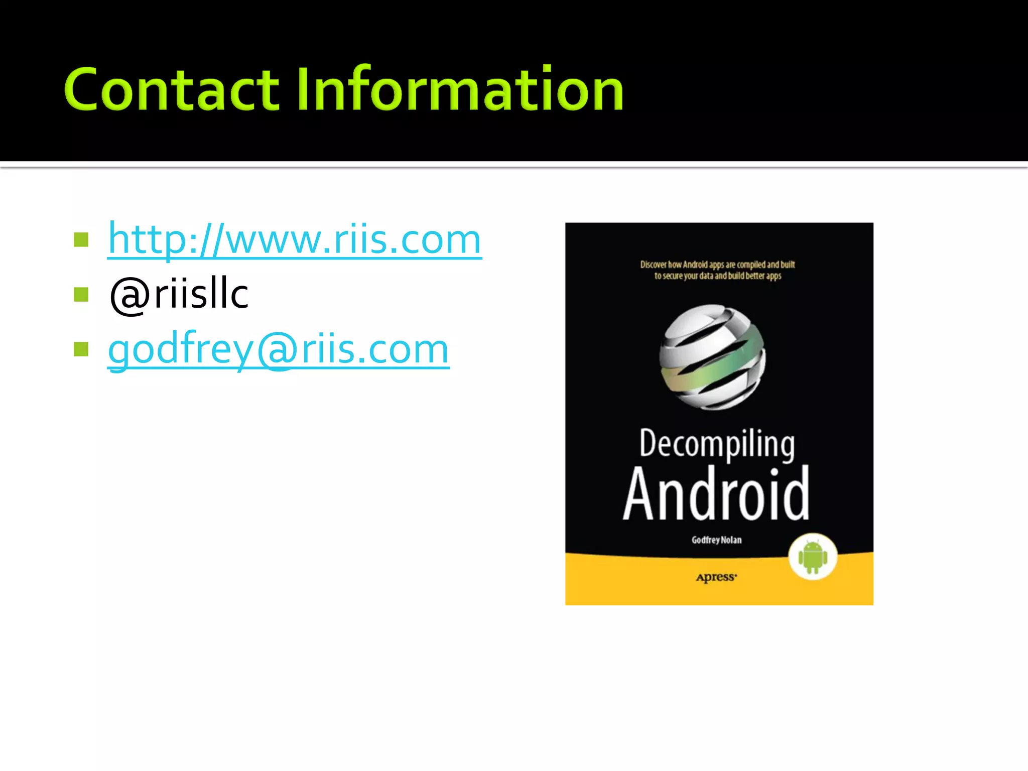    http://www.riis.com
   @riisllc
   godfrey@riis.com
 