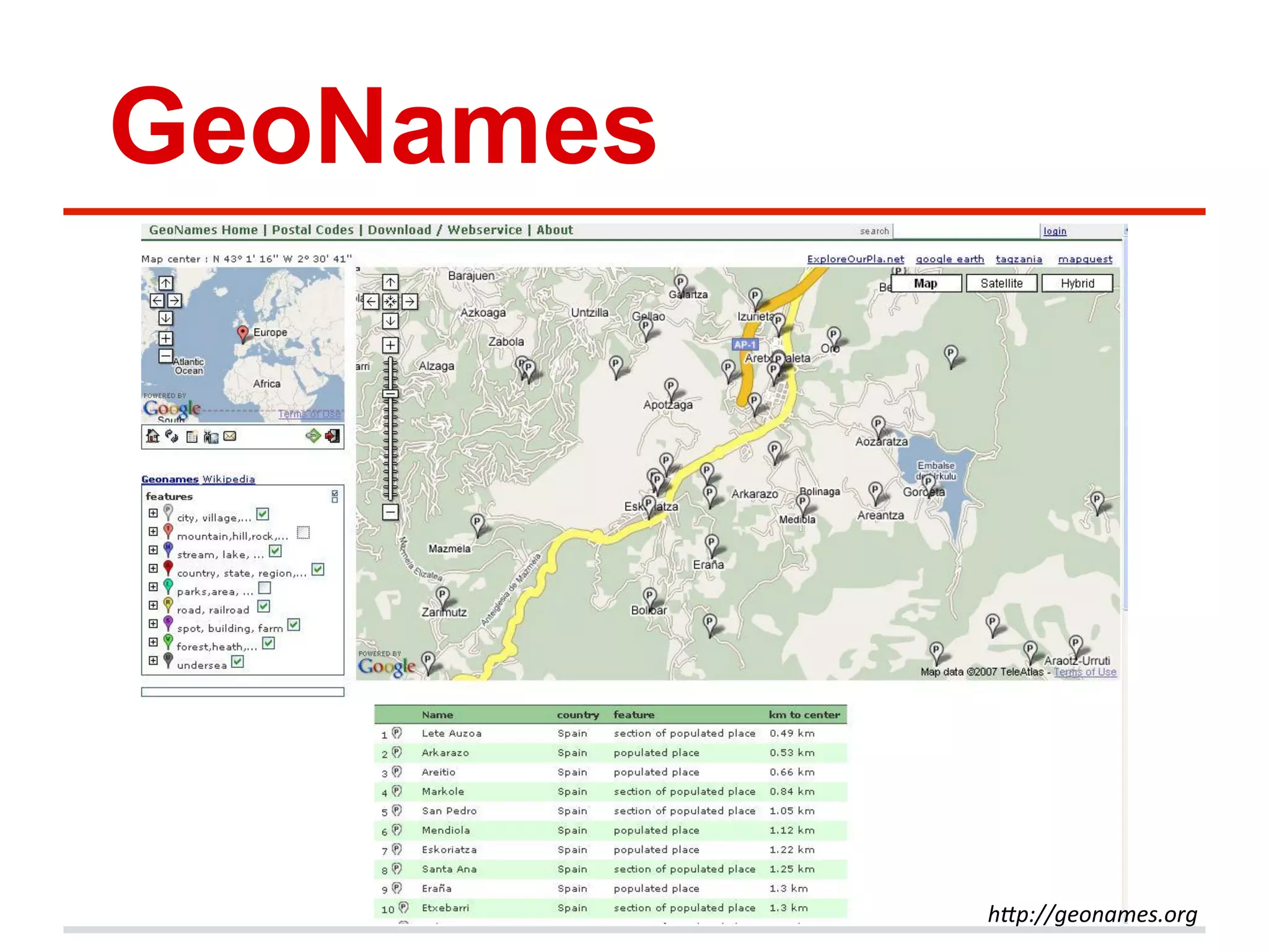 GeoNames
hAp://geonames.org