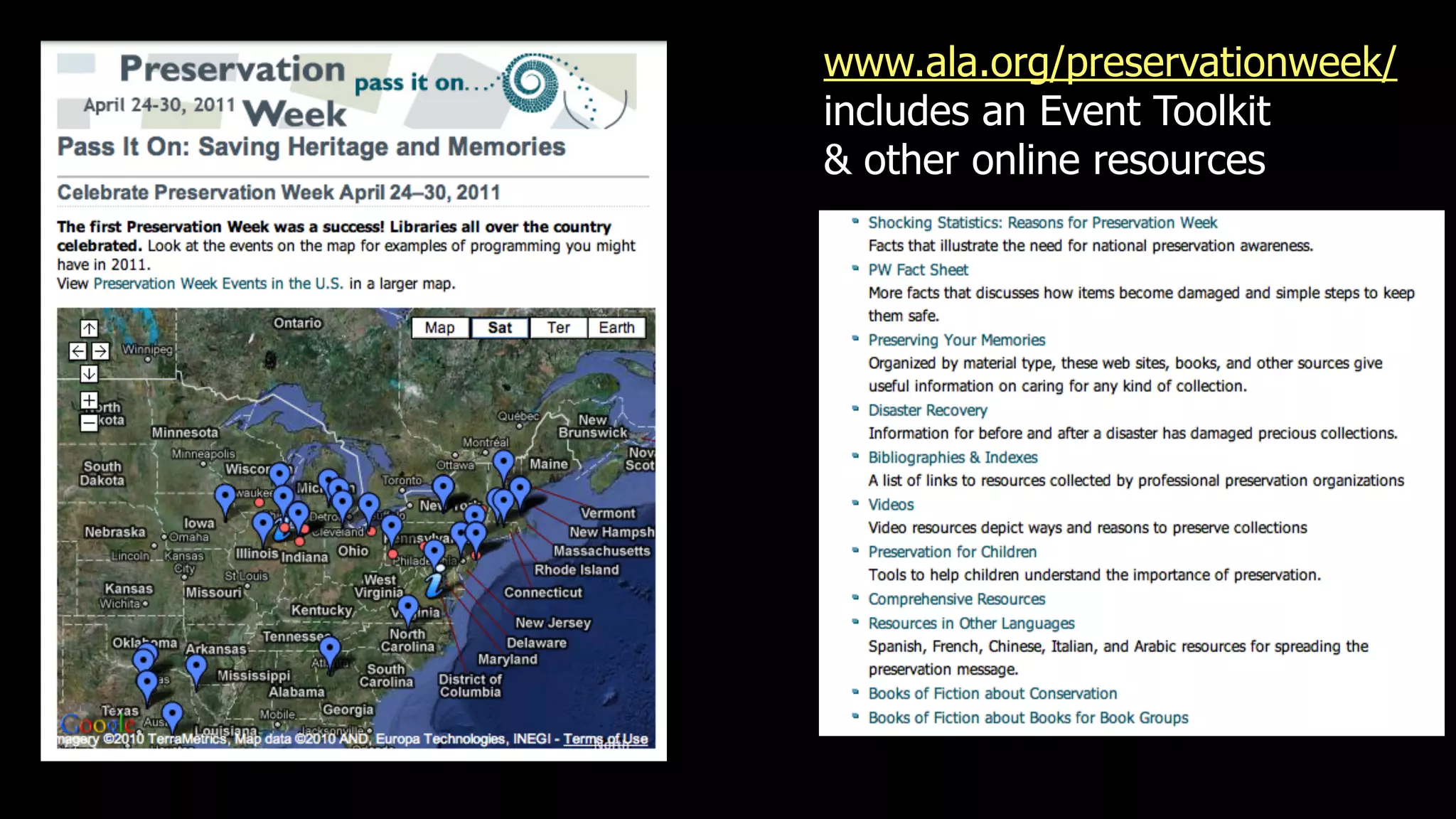 www.ala.org/preservationweek/
includes an Event Toolkit
& other online resources
 