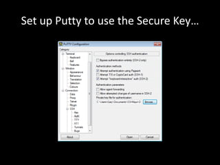 Set up Putty to use the Secure Key…
 