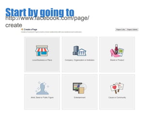 Start by going to 
http://www.facebook.com/page/ 
create 
 