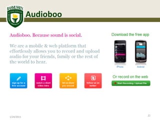 Audioboo




                       22
1/24/2011
 