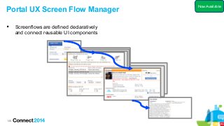 148
Portal UX Screen Flow Manager
 Screenflows are defined declaratively
and connect reusable UI components
Now Available
 